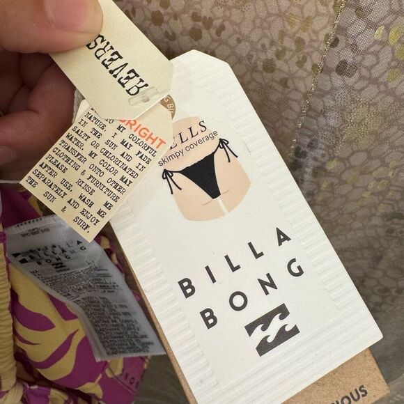 Billabong Yellow Purple Deep Sea Daisy Reversible Bells Skimpy Bikini Bottom S N - Picture 6 of 12